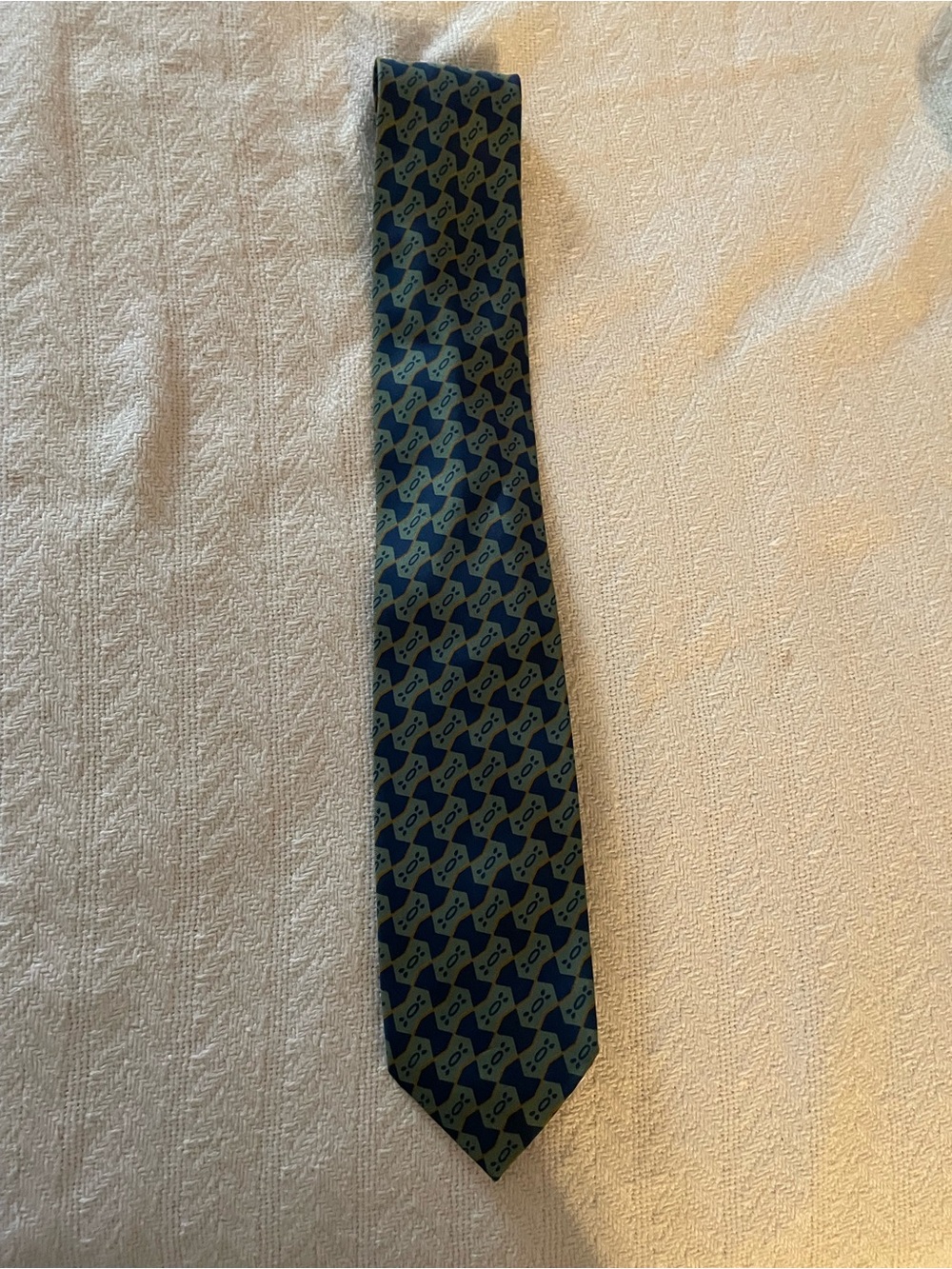 Giorgio Armani Navy and Teal Geometric Silk Tie